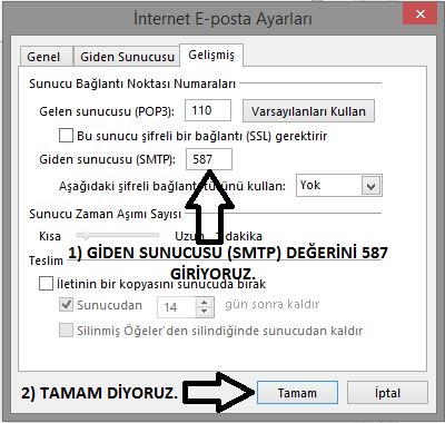 smtp outlook ayarları